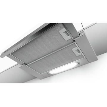 Hota Bosch Serie 4 DFT63AC50 cooker hood 360 m³/h Semi built-in (pull out) Silver D