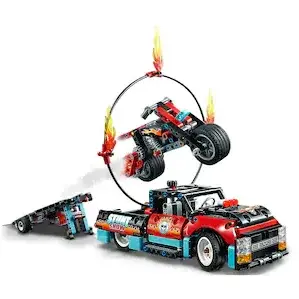 LEGO Technic - Camion si motocicleta pentru cascadorii 42106, 610 piese