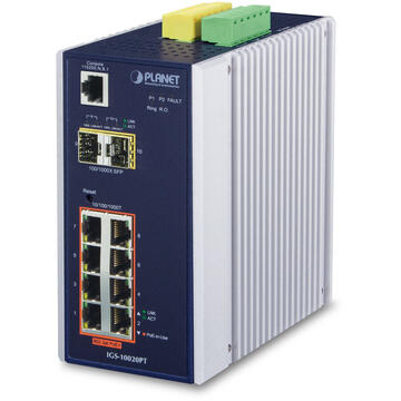 Switch PLANET IGS-10020PT network switch Managed L3 Gigabit Ethernet (10/100/1000) Power over Ethernet (PoE) Blue, White
