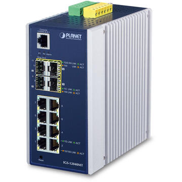 Switch PLANET IGS-12040MT network switch Managed L2+ Gigabit Ethernet (10/100/1000) Blue, White