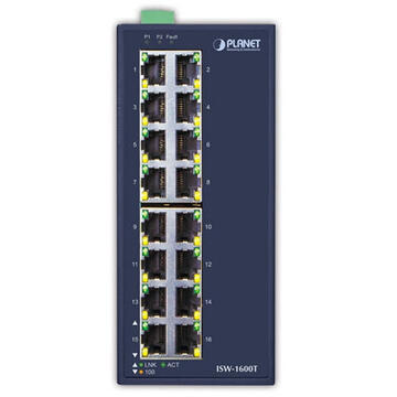 Switch PLANET ISW-1600T network switch Unmanaged Fast Ethernet (10/100) Blue