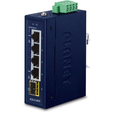 Switch PLANET IGS-510TF network switch Unmanaged Gigabit Ethernet (10/100/1000) Blue