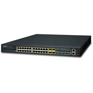 Switch PLANET SGS-6341-24P4X network switch Managed L3 Gigabit Ethernet (10/100/1000) Power over Ethernet (PoE) 1U Black