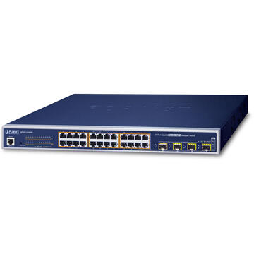 Switch PLANET WGSW-24040HP network switch Managed L2+ Gigabit Ethernet (10/100/1000) Power over Ethernet (PoE) 1U Blue