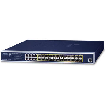 Switch PLANET GS-5220-16S8C network switch Managed L2+ Gigabit Ethernet (10/100/1000) 1U Blue