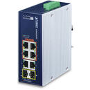 Switch PLANET IP30 Industrial 4-Port Unmanaged Gigabit Ethernet (10/100/1000) Power over Ethernet (PoE) Blue, White