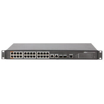 Switch Dahua Europe PFS4226-24ET-360 network switch Managed L2 Fast Ethernet (10/100) Black 1U Power over Ethernet (PoE)