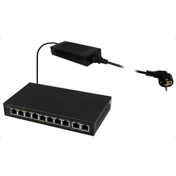 Switch PULSAR SG108 network switch Gigabit Ethernet (10/100/1000) Black Power over Ethernet (PoE)