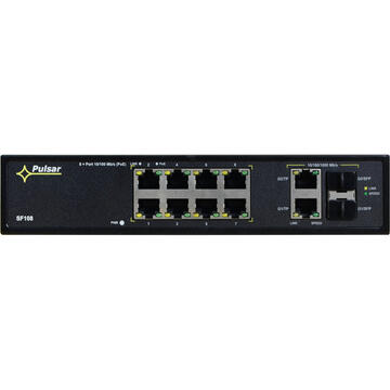 Switch PULSAR SF108 network switch Managed Fast Ethernet (10/100) Power over Ethernet (PoE) Black