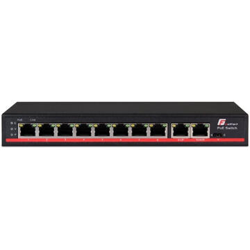 Switch GetFort GF-110DWH-8P-120 network switch Unmanaged Fast Ethernet (10/100) Power over Ethernet (PoE) Black