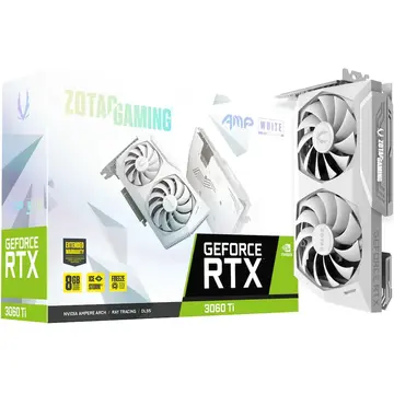 Placa video Zotac GAMING GeForce® RTX™ 3060 Ti AMP White Edition LHR, 8GB GDDR6, 256-bit