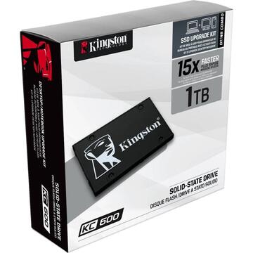 SSD Kingston KC600B 1 TB, Solid State Drive (black, SATA 6 Gb / s, 2.5 ")