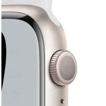 Smartwatch Apple Nike 7, GPS, Carcasa Starlight Aluminium 45mm, Pure Platinum/Black Nike Sport Band