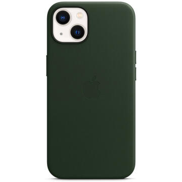 Husa Apple Leather Case with MagSafe pentru iPhone 13, Sequoia Green