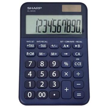 Calculator de birou Calculator de birou, 10 digits, 149 x 100 x 27 mm, dual power, SHARP EL-M335BBL - bleumarin