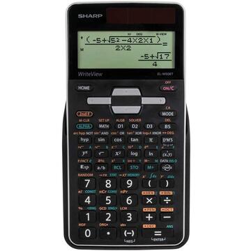 Calculator de birou Calculator stiintific, 16 digits, 640 functii, 161x80x15 mm, dual power, SHARP EL-W506TBSL - argint