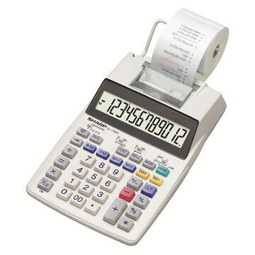 Calculator de birou Calculator cu banda, 12 digits, 230 x 150 x 52 mm, SHARP EL-1750V - alb