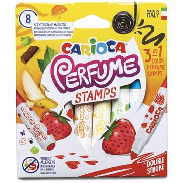 Carioca lavabila, parfumata, 8 culori/cutie, CARIOCA Perfume Stamps