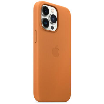 Husa Apple Original Leather iPhone 13 Pro Max, MagSafe, Golden Brown
