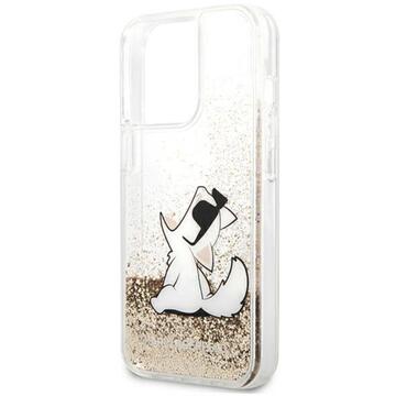 Husa Karl Lagerfeld Husa Liquid Glitter Choupette Fun iPhone 13 Pro Max Auriu