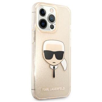 Husa Karl Lagerfeld Husa Glitter Karl's Head iPhone 13 Pro Max Auriu