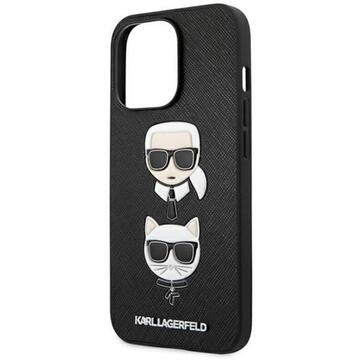 Husa Karl Lagerfeld Husa Saffiano Karl&amp;Choupette iPhone 13 Pro Max Negru