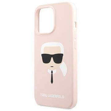 Husa Karl Lagerfeld Husa Silicon Karl's Head iPhone 13 Pro Max Roz Deschis