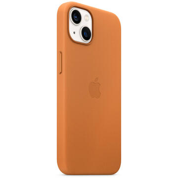 Husa Apple Original Leather iPhone 13 Mini, MagSafe, Golden Brown