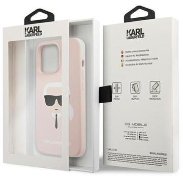 Husa Karl Lagerfeld Husa Silicon Karl's Head iPhone 13 Pro Roz Deschis