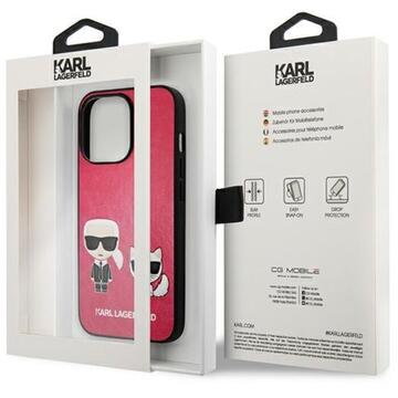 Husa Karl Lagerfeld Husa Ikonik Karl &amp; Choupette iPhone 13 Pro Fuchsia