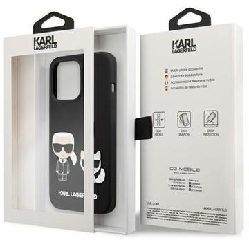 Husa Karl Lagerfeld Husa Silicon Karl &amp; Choupette iPhone 13 Pro Negru