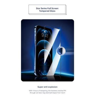 Devia Folie Frame Sticla Temperata iPhone 13 / 13 Pro Black (1 fata Anti-Shock, 9H, 0.26mm)