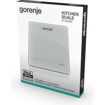 Cantar de bucatarie Gorenje KT05 LBW Kitchen scale, Electronic, Graduation 1 g, LCD Display, White