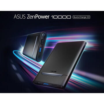 Baterie externa Asus ZenPower QC 3.0 (18W) 10000 mAh, Negru
