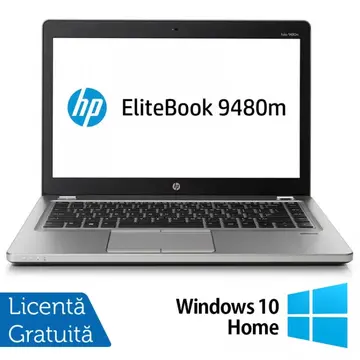 Laptop Refurbished Laptop HP EliteBook Folio 9480M, Intel Core i5-4310U 2.00GHz, 4GB DDR3, 120GB SSD, 14 Inch, Webcam + Windows 10 Home