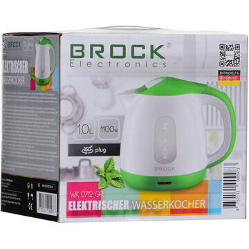 Fierbator BROCK WK 0712 GR electric kettle 1.8 L 1100 W White, Green