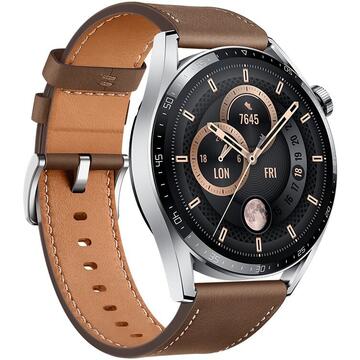 Smartwatch Huawei Watch GT3 46mm Leather Armband Steel Brown