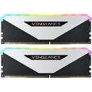 Memorie Corsair VENGEANCE® RGB RT 16GB (2 x 8GB) DDR4 DRAM 3200MHz C16 Memory Kit – White
