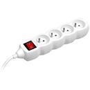 Prelungitor Tracer PowerWatch 3 m (4 socket) white with power switch