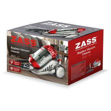 Aspirator ZASS ZVC 17 fara sac 700W filtru HEPA Argintiu