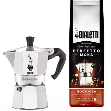 Espressoare pentru aragaz Bialetti Venus Induction 6 cesti (300 ml) + Cafea Perfetto Moka Nocciola 200g