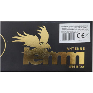 Antena CB LEMM GOLDEN EAGLE AT666, lungime 200 cm, castig 7dB, 26-28MHz, 2500W, montura PL259, fabricat in Italia