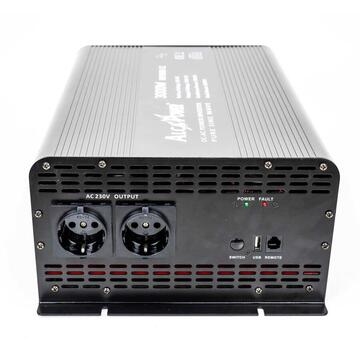 Invertor de tensiune AlcaPower by President 3000W 12V-230V Sinus Pur, port USB, intrare telecomanda