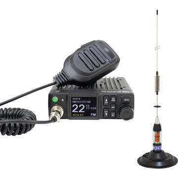Statie radio Pachet Statie radio CB PNI Escort HP 8900 ASQ, 12-24V + Antena CB PNI ML70, 70 cm cu baza magnetica 145 mm inclusa