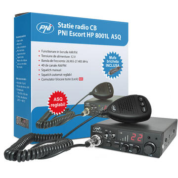 Statie radio Pachet statie radio CB PNI ESCORT HP 8001L ASQ + Antena CB PNI S75 cu magnet