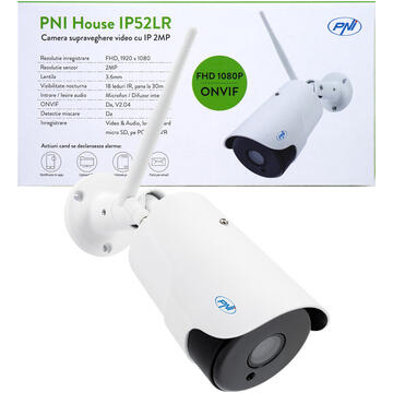 Camera de supraveghere Camera supraveghere video PNI House IP52LR 2MP 1080P wireless cu IP de exterior si interior si slot microSD, mod noapte