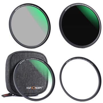 Kit filtre K&F Concept 55mm MCUV+CPL+ND1000 si inel magnetic SKU.1651