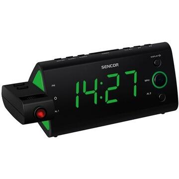 Radio cu ceas FM SRC 330GN Sencor, ecran 3 cm, cu proiectie si alarma