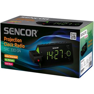 Radio cu ceas FM SRC 330GN Sencor, ecran 3 cm, cu proiectie si alarma