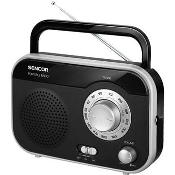 Radio portabil AM / FM SRD 210BS Sencor, 1W RMS, difuzor 3 inch, negru / gri